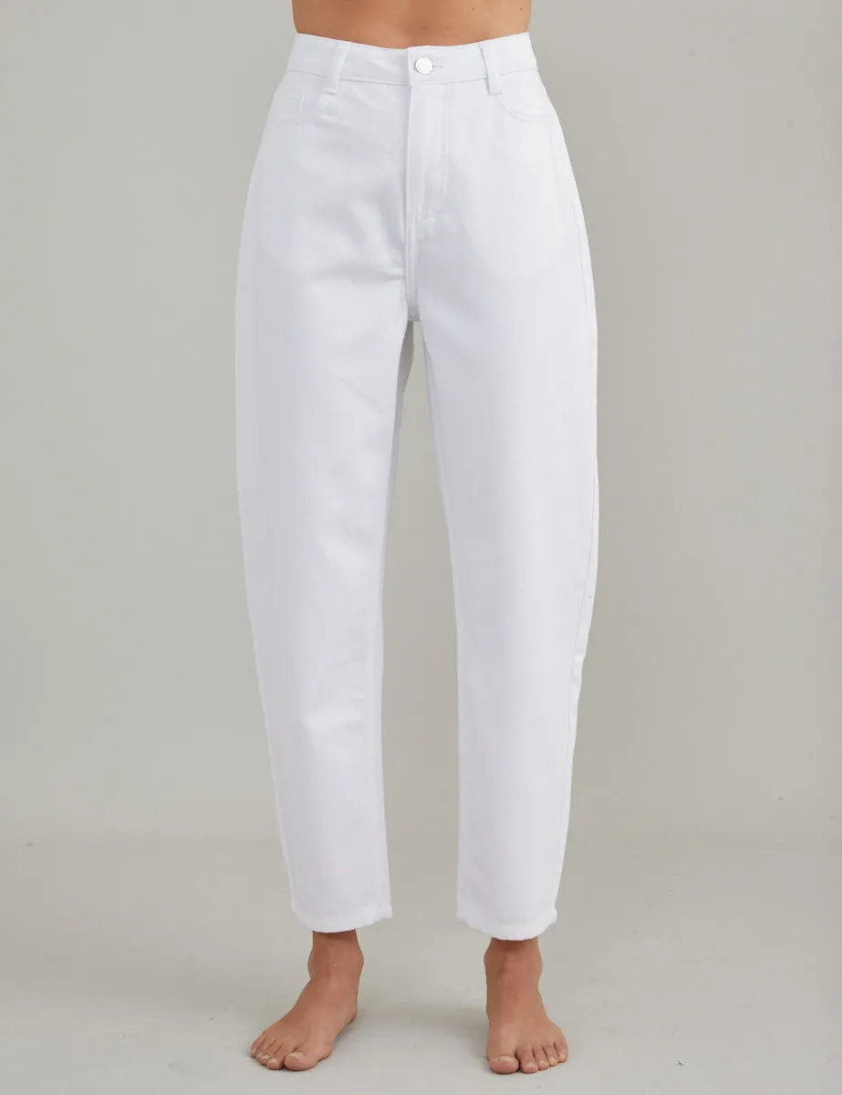 White High Rise Putney Barrel Leg Jeans sold by Nobody's Child
