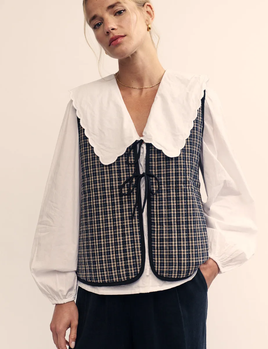 Black Check Tie Front Quilted Gilet sold by Nobody's Child product image thumbnail 4