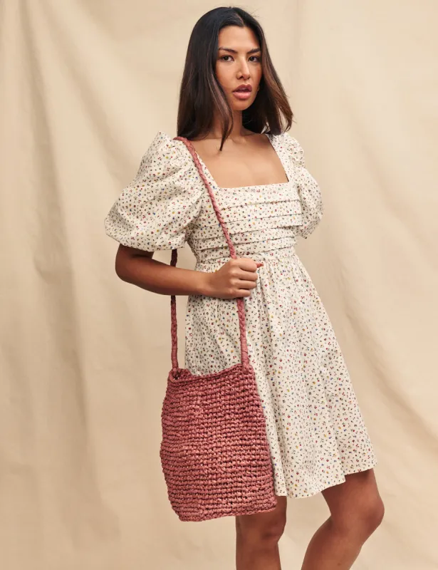 Terracotta Raffia Bucket Bag sold by Nobody's Child