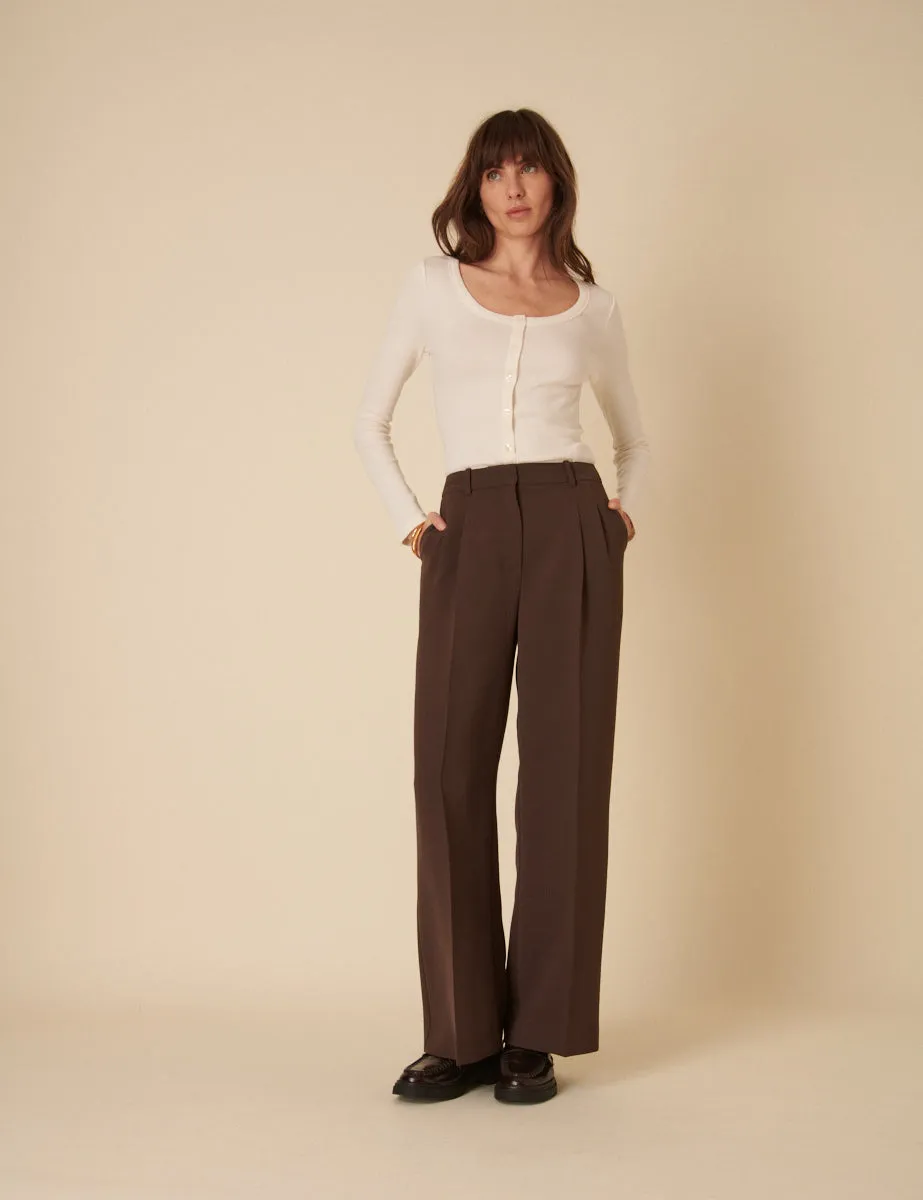 Chocolate Brown Jax Tailored Crepe Trousers sold by Nobody's Child product image thumbnail 3