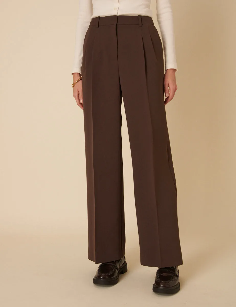Chocolate Brown Jax Tailored Crepe Trousers sold by Nobody's Child product image thumbnail 2