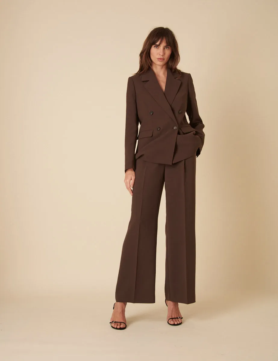 Chocolate Brown Jax Tailored Crepe Trousers sold by Nobody's Child product image thumbnail 4