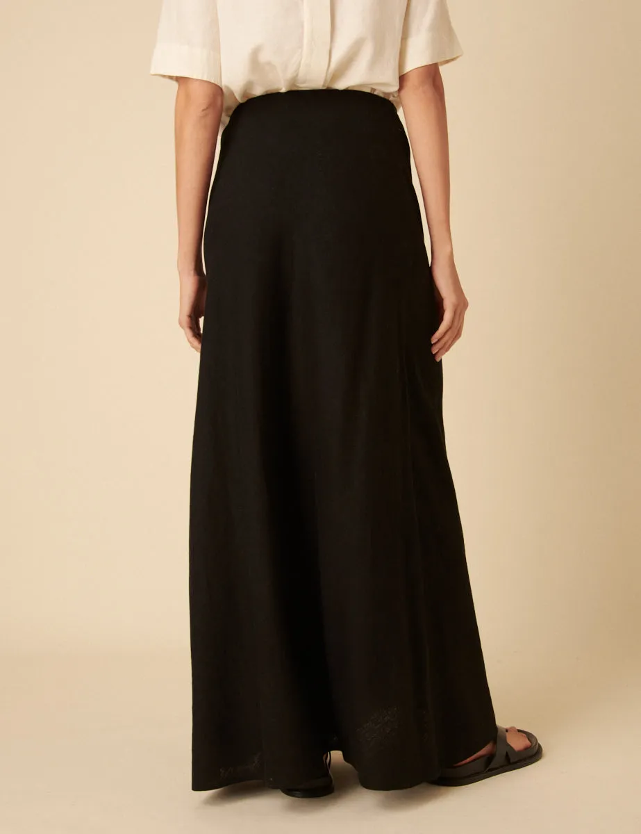 Black Linen-blend Mila Maxi Skirt sold by Nobody's Child product image thumbnail 4