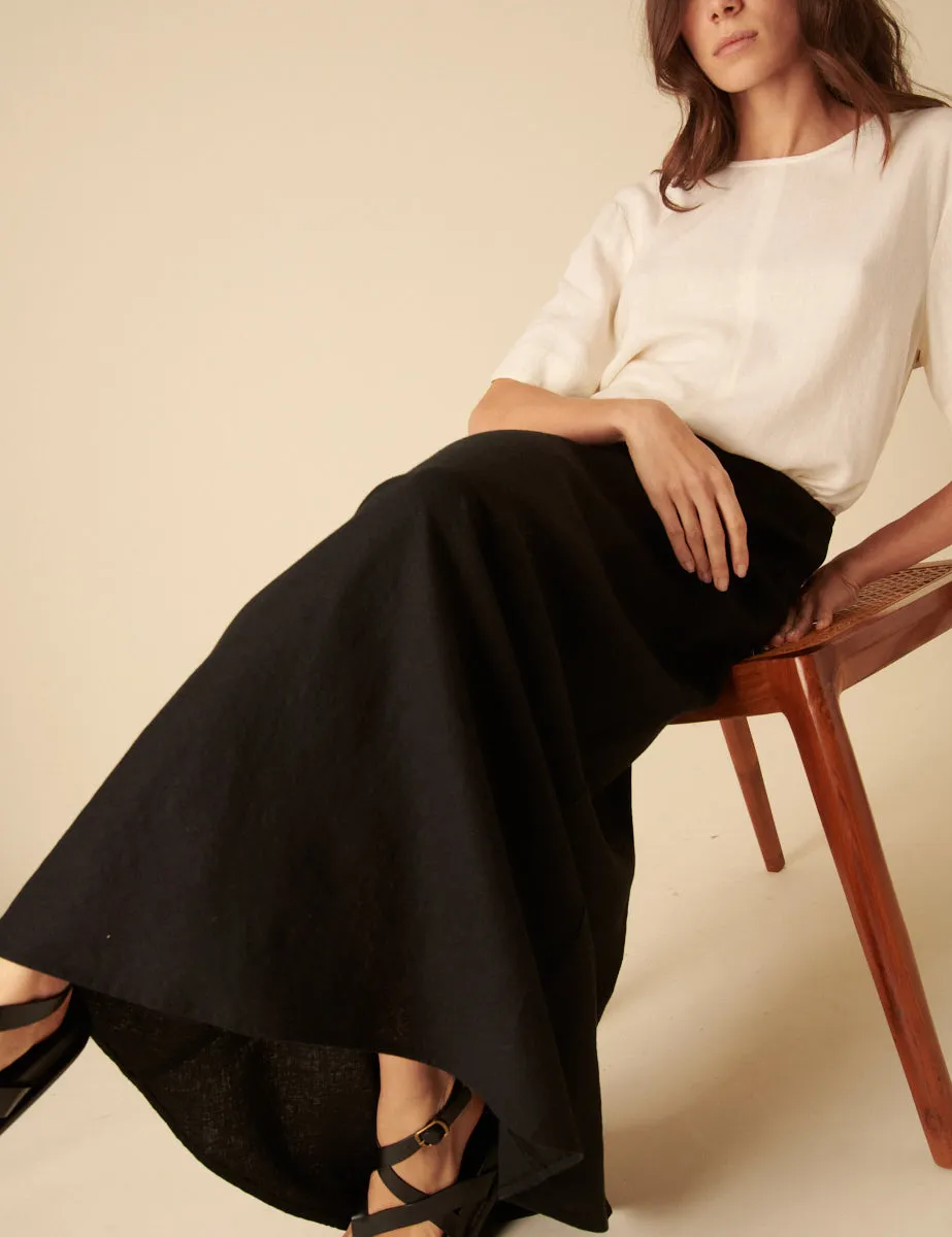 Black Linen-blend Mila Maxi Skirt sold by Nobody's Child product image thumbnail 3