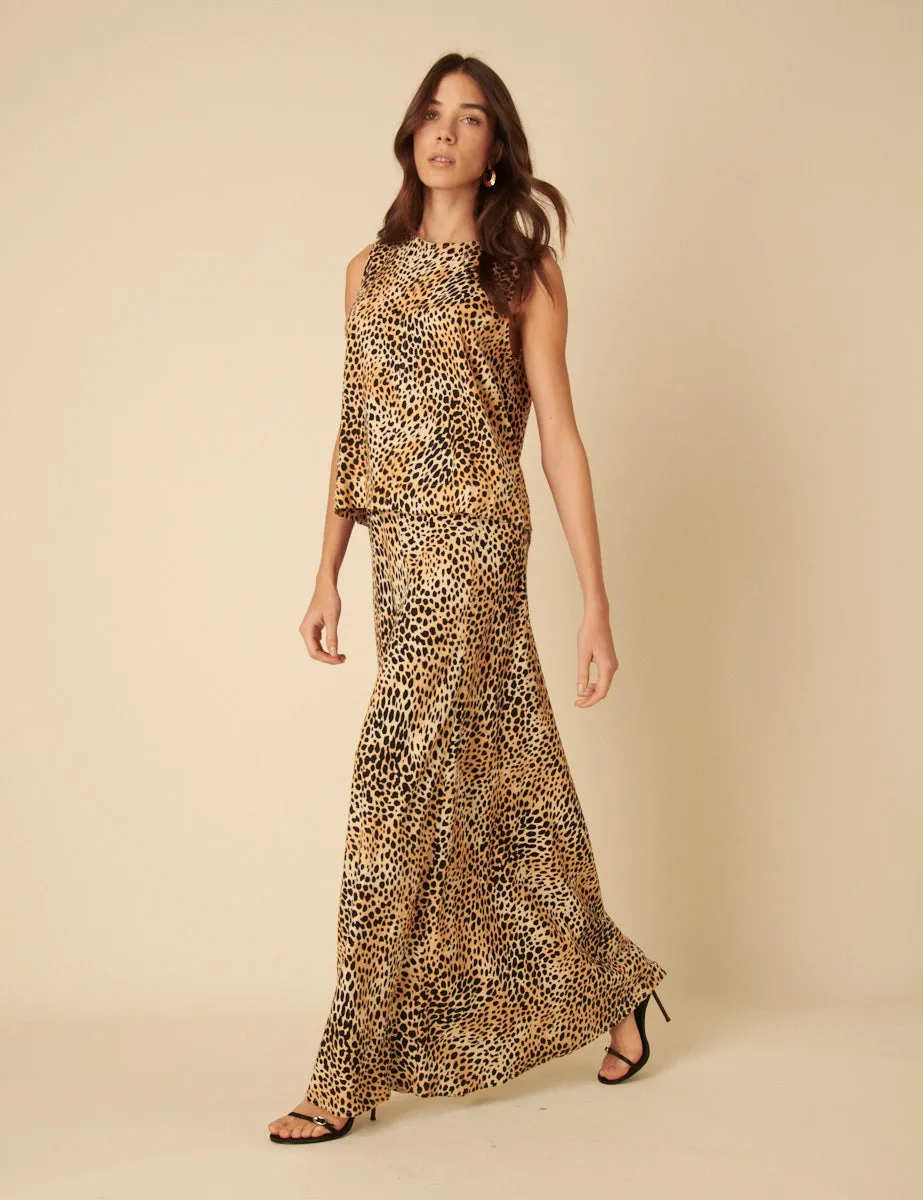 Leopard Print Linen-blend Mila Maxi Skirt sold by Nobody's Child product image thumbnail 2
