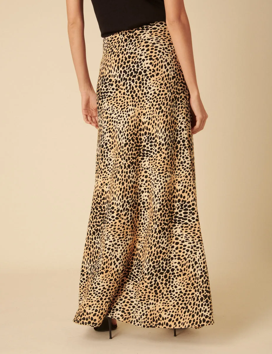 Leopard Print Linen-blend Mila Maxi Skirt sold by Nobody's Child product image thumbnail 4