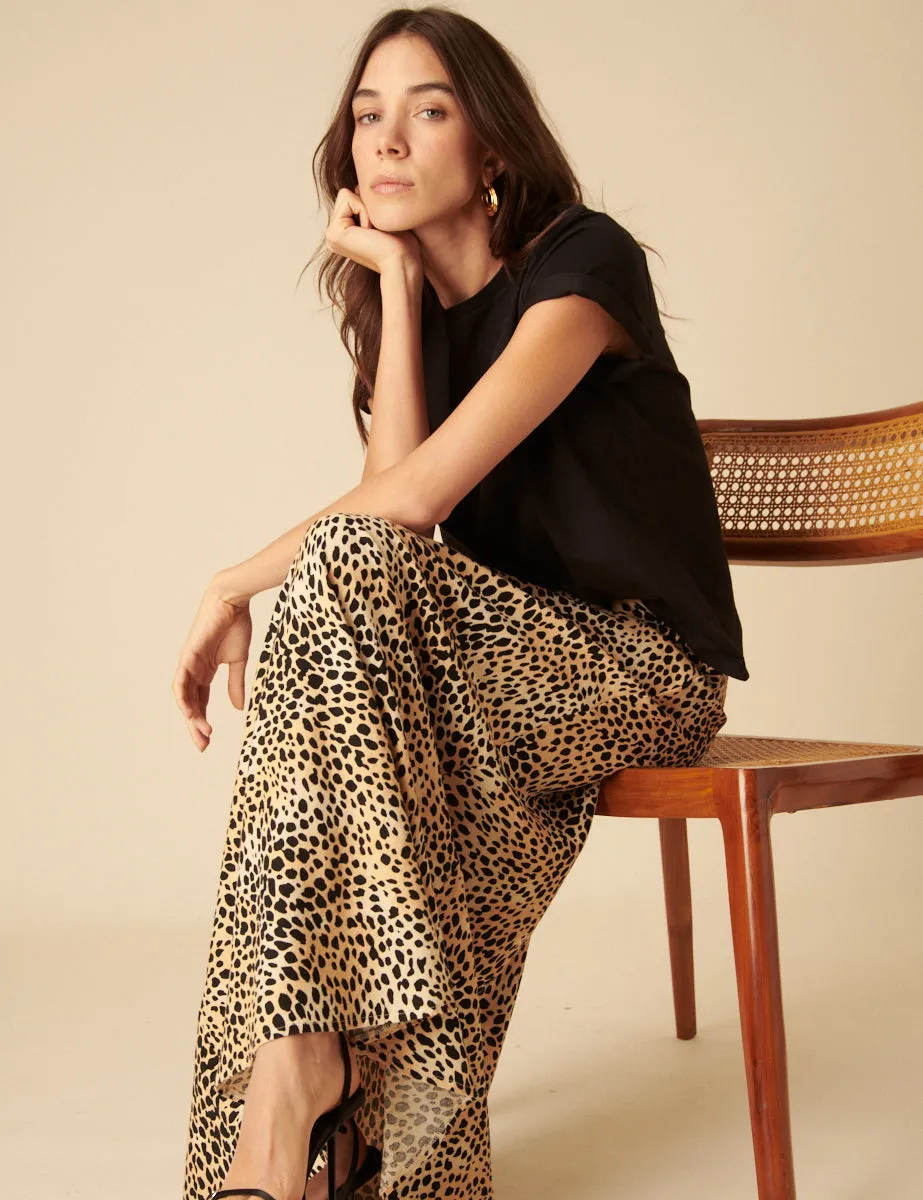 Leopard Print Linen-blend Mila Maxi Skirt sold by Nobody's Child product image thumbnail 3
