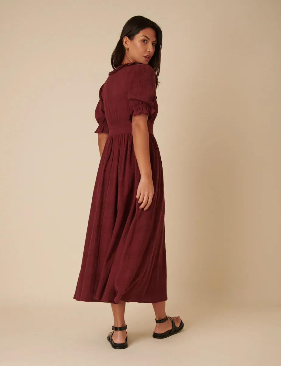 Burgundy Flossie Midi Dress sold by Nobody's Child product image thumbnail 4