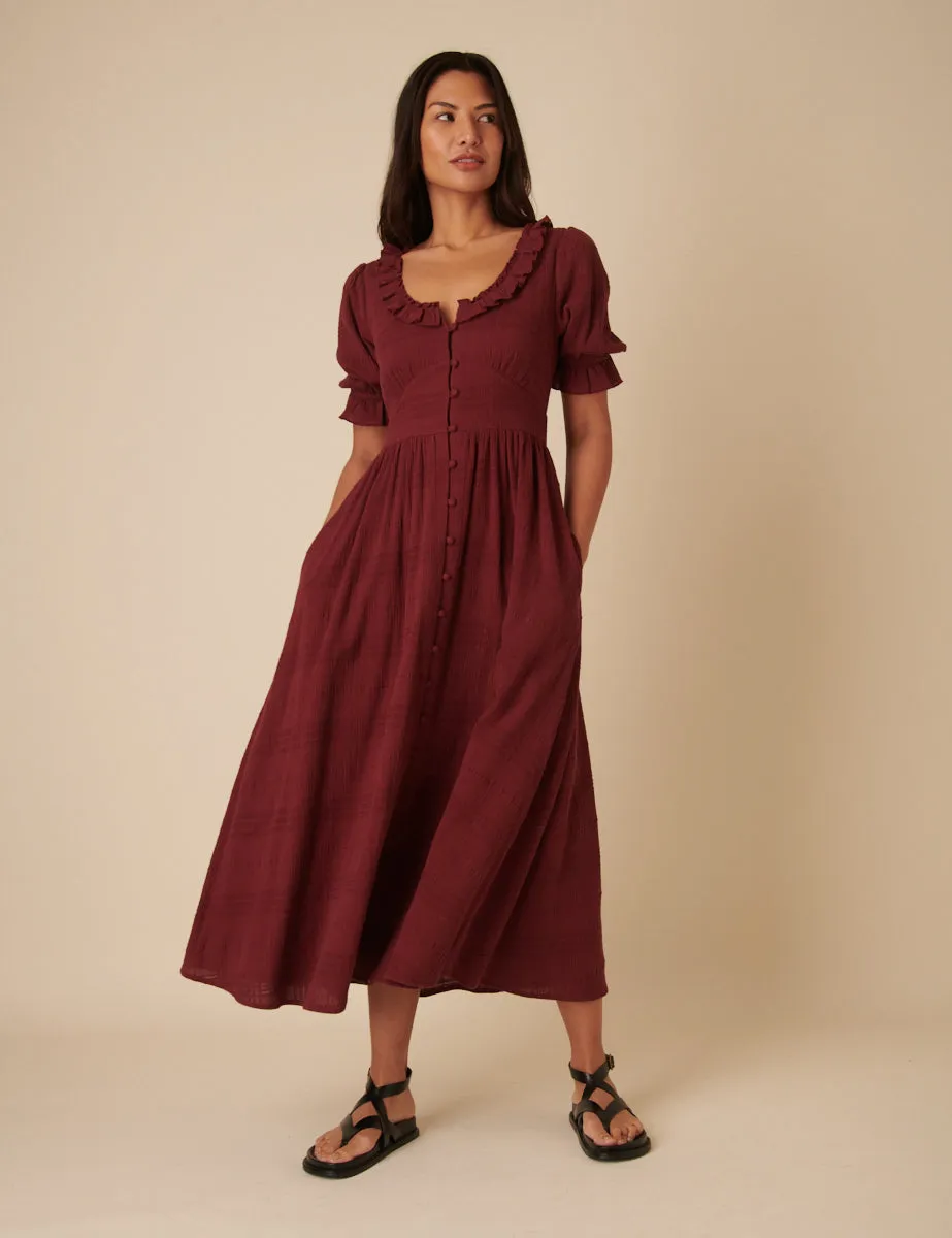 Burgundy Flossie Midi Dress sold by Nobody's Child product image thumbnail 3