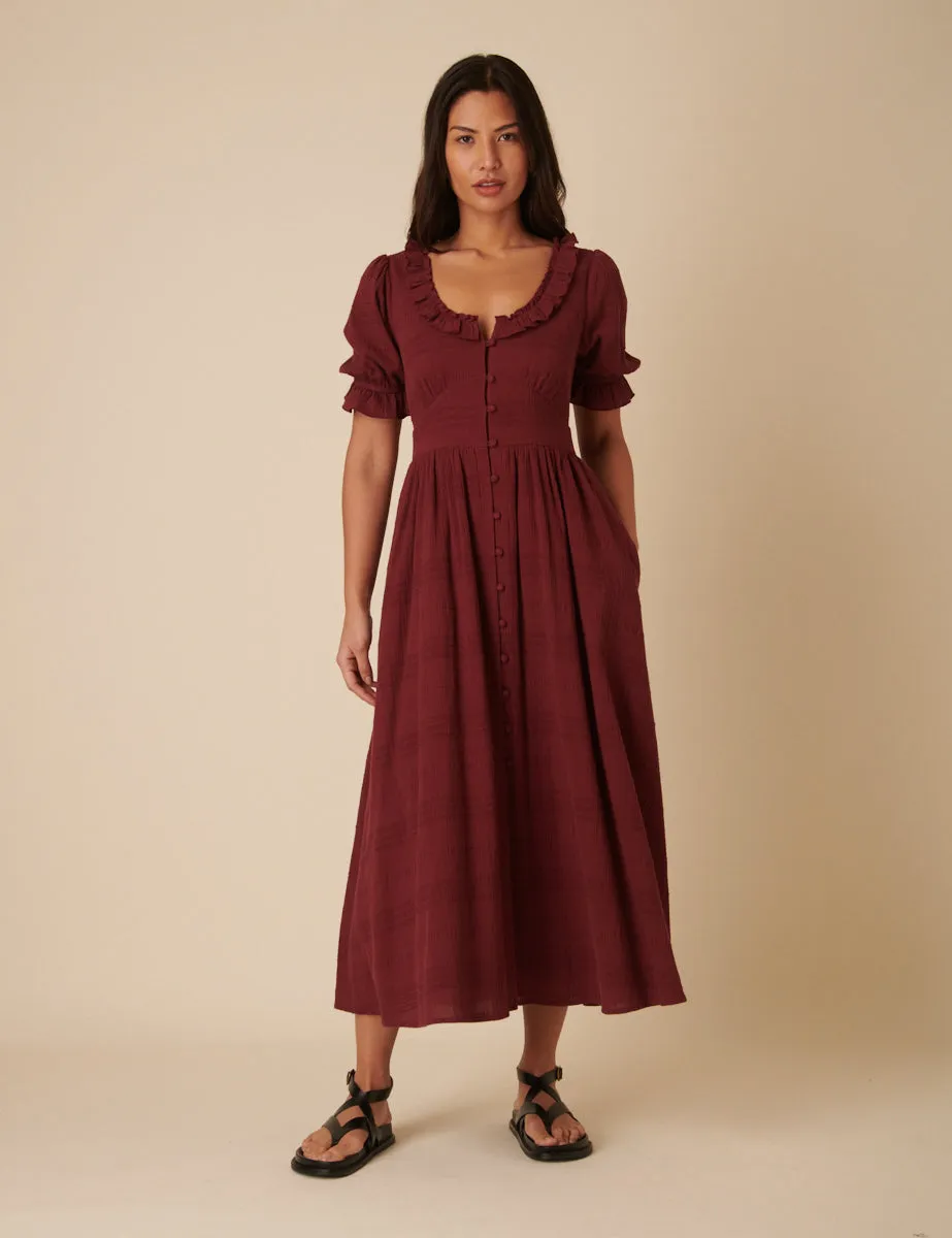 Burgundy Flossie Midi Dress sold by Nobody's Child