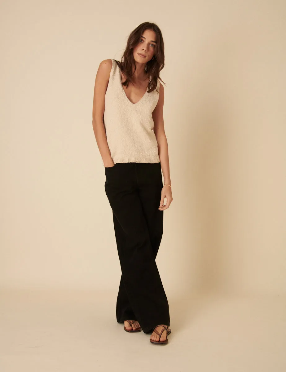 Cream Slash Neck Sleeveless Knitted Vest sold by Nobody's Child product image thumbnail 3