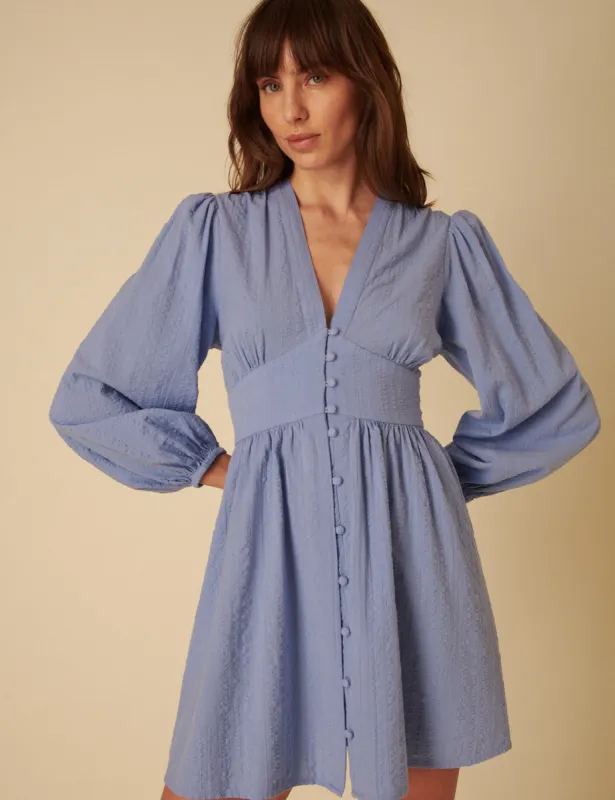 Blue Long Sleeve Starlight Mini Dress sold by Nobody's Child