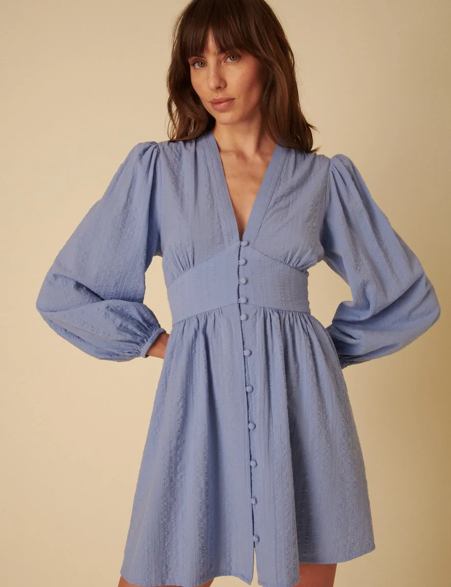 Blue Long Sleeve Starlight Mini Dress sold by Nobody's Child