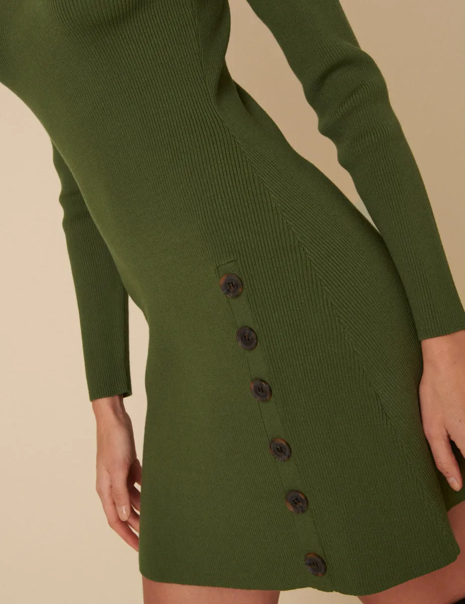 Green Ribbed Long Sleeve Mini Dress sold by Nobody's Child product image thumbnail 2