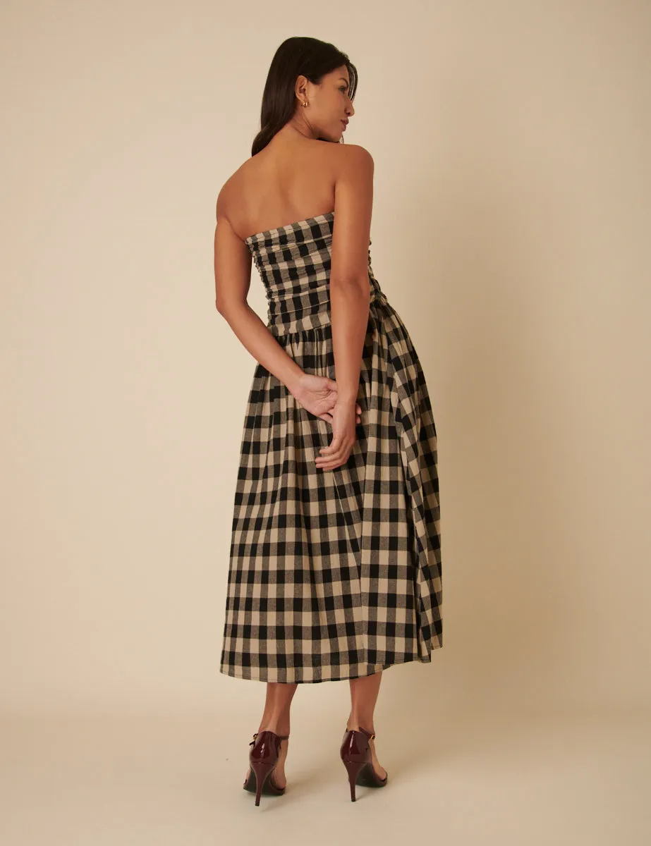 Stone Check Bandeau Felicity Midi Dress sold by Nobody's Child product image thumbnail 4