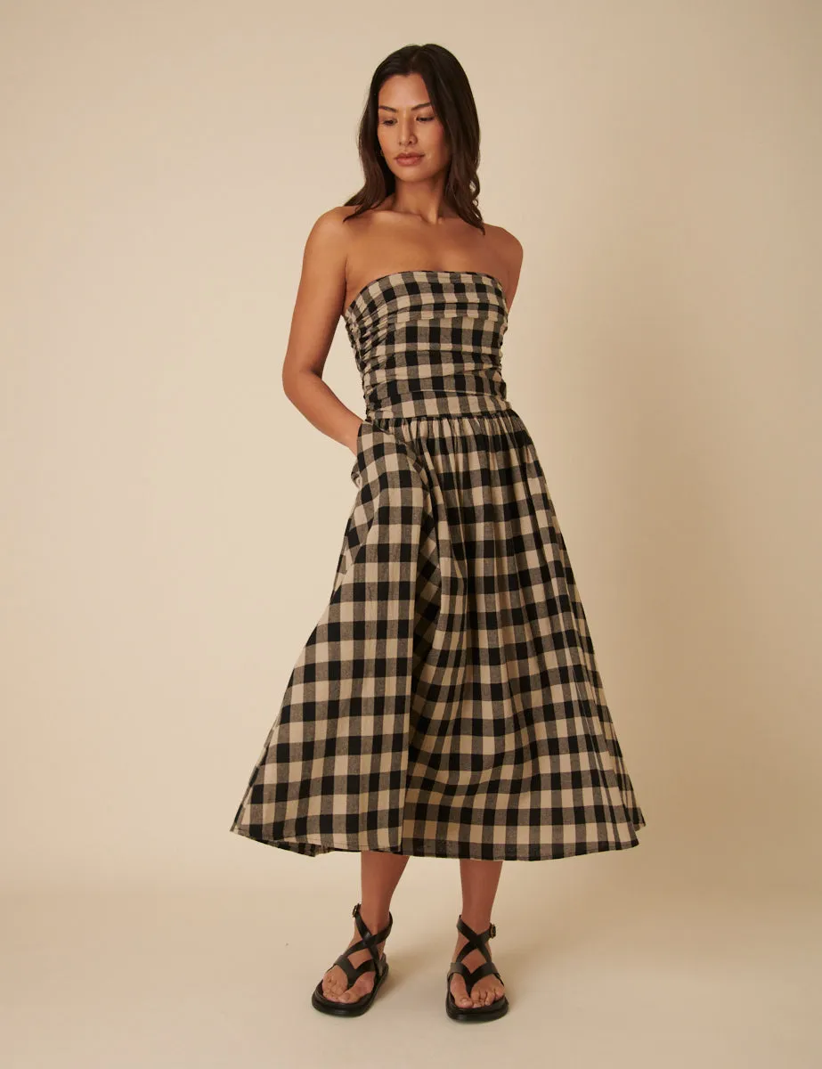 Stone Check Bandeau Felicity Midi Dress sold by Nobody's Child product image thumbnail 3
