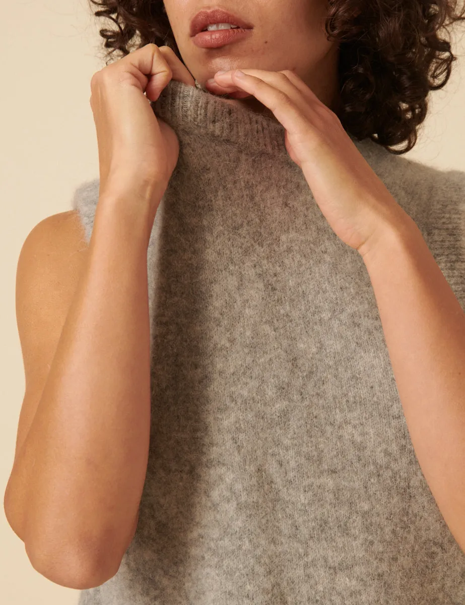 Grey Alpaca Wool Blend Knitted Vest sold by Nobody's Child product image thumbnail 2