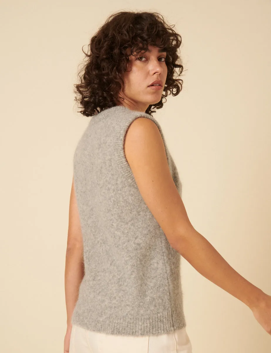 Grey Alpaca Wool Blend Knitted Vest sold by Nobody's Child product image thumbnail 5