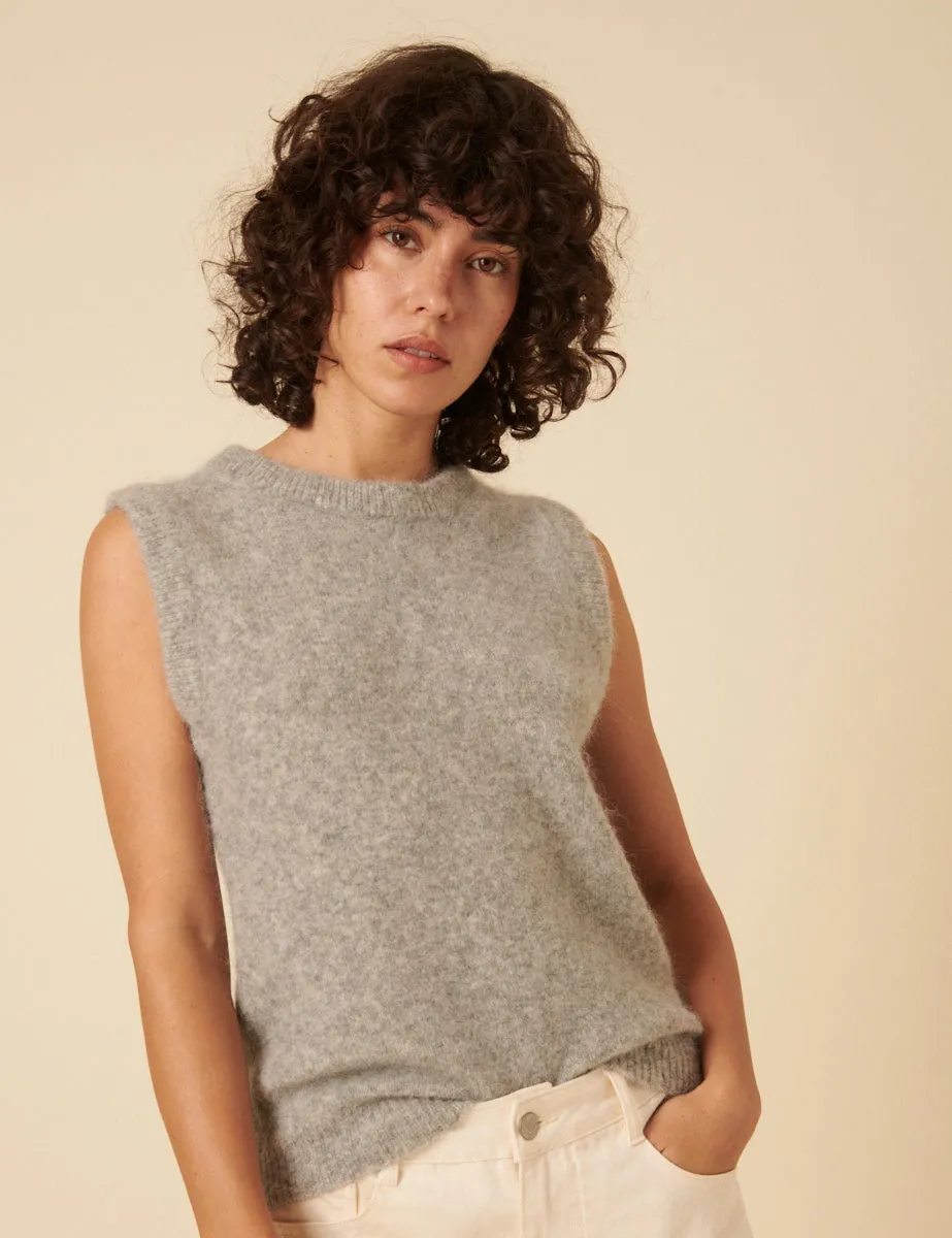 Grey Alpaca Wool Blend Knitted Vest sold by Nobody's Child product image thumbnail 3