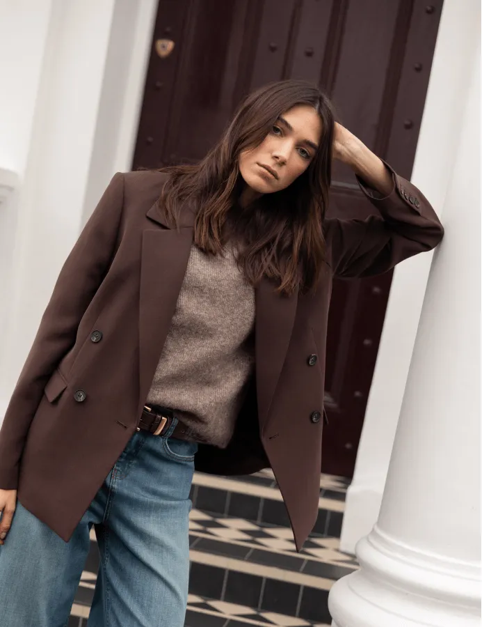 Brown Alpaca Wool Blend Short Sleeve Knitted Top sold by Nobody's Child product image thumbnail 4