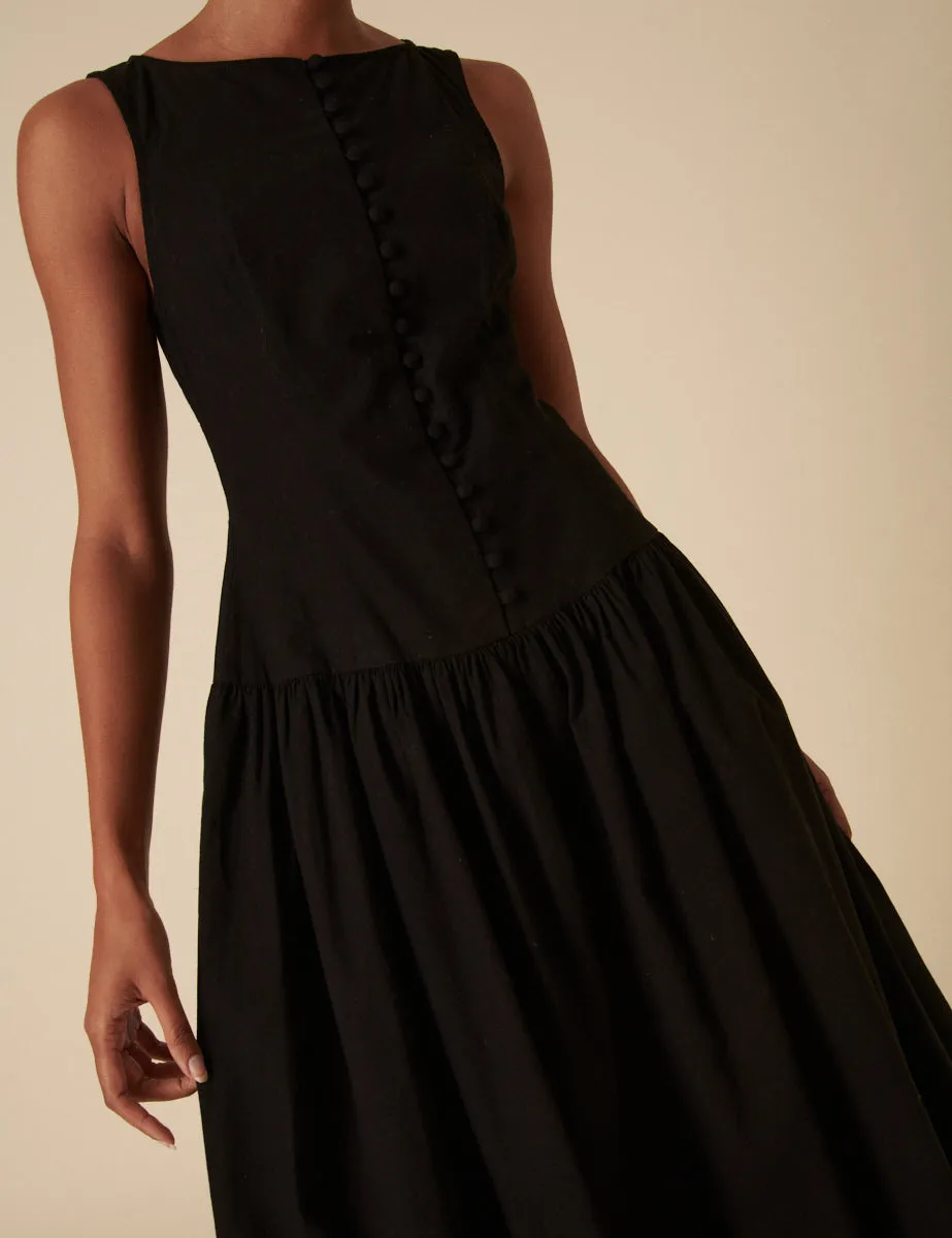 Black Drop Waist Claudia Midi Dress sold by Nobody's Child product image thumbnail 3