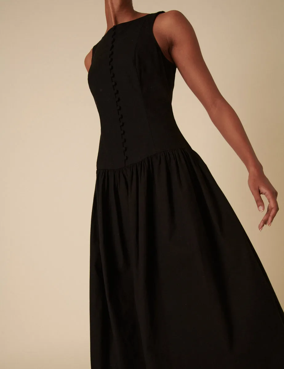 Black Drop Waist Claudia Midi Dress sold by Nobody's Child product image thumbnail 2
