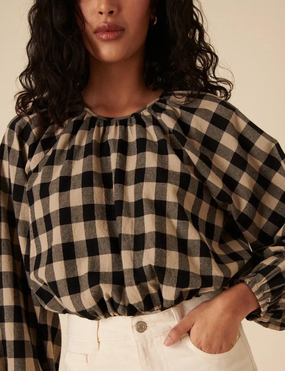 Black Check Bubble Hem Top sold by Nobody's Child product image thumbnail 3