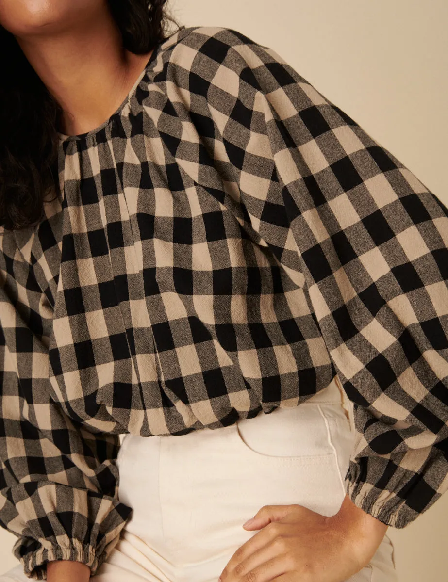 Black Check Bubble Hem Top sold by Nobody's Child product image thumbnail 2