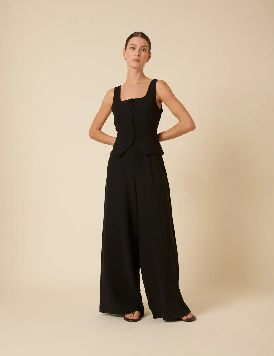 Black Square Neck Tailored Jumpsuit sold by Nobody's Child product image thumbnail 3