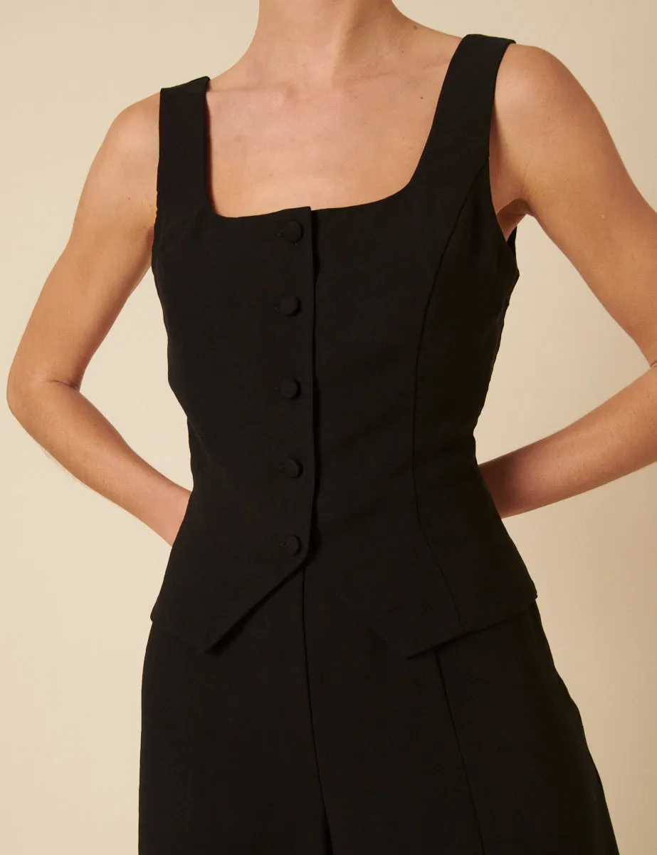 Black Square Neck Tailored Jumpsuit sold by Nobody's Child product image thumbnail 2