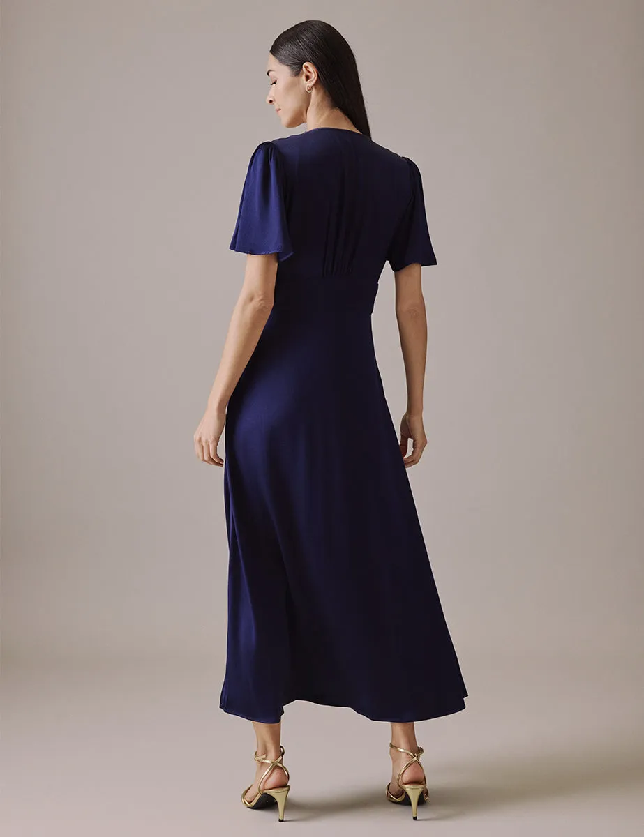 Navy V Neck Midaxi Erin Dress sold by Nobody's Child product image thumbnail 5
