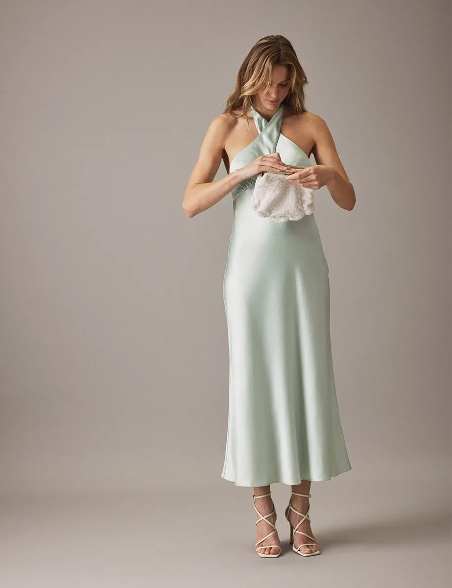 Soft Green Halter Neck Midaxi Novie Dress sold by Nobody's Child product image thumbnail 3