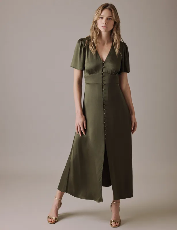 Olive V Neck Midi Erin Dress sold by Nobody's Child