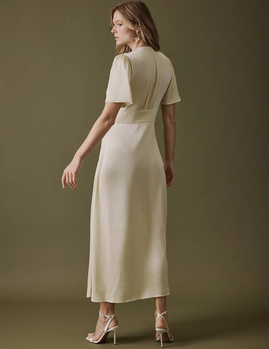 Butter Yellow V Neck Midaxi Erin Dress sold by Nobody's Child product image thumbnail 4