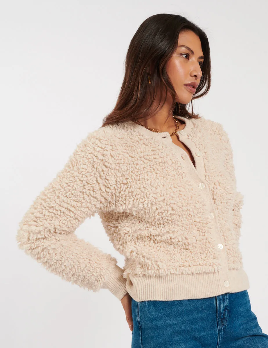 Cream Crew Neck Fringed Cardigan sold by Nobody's Child product image thumbnail 3