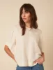 Cream Linen-blend Short-Sleeve Top sold by Nobody's Child