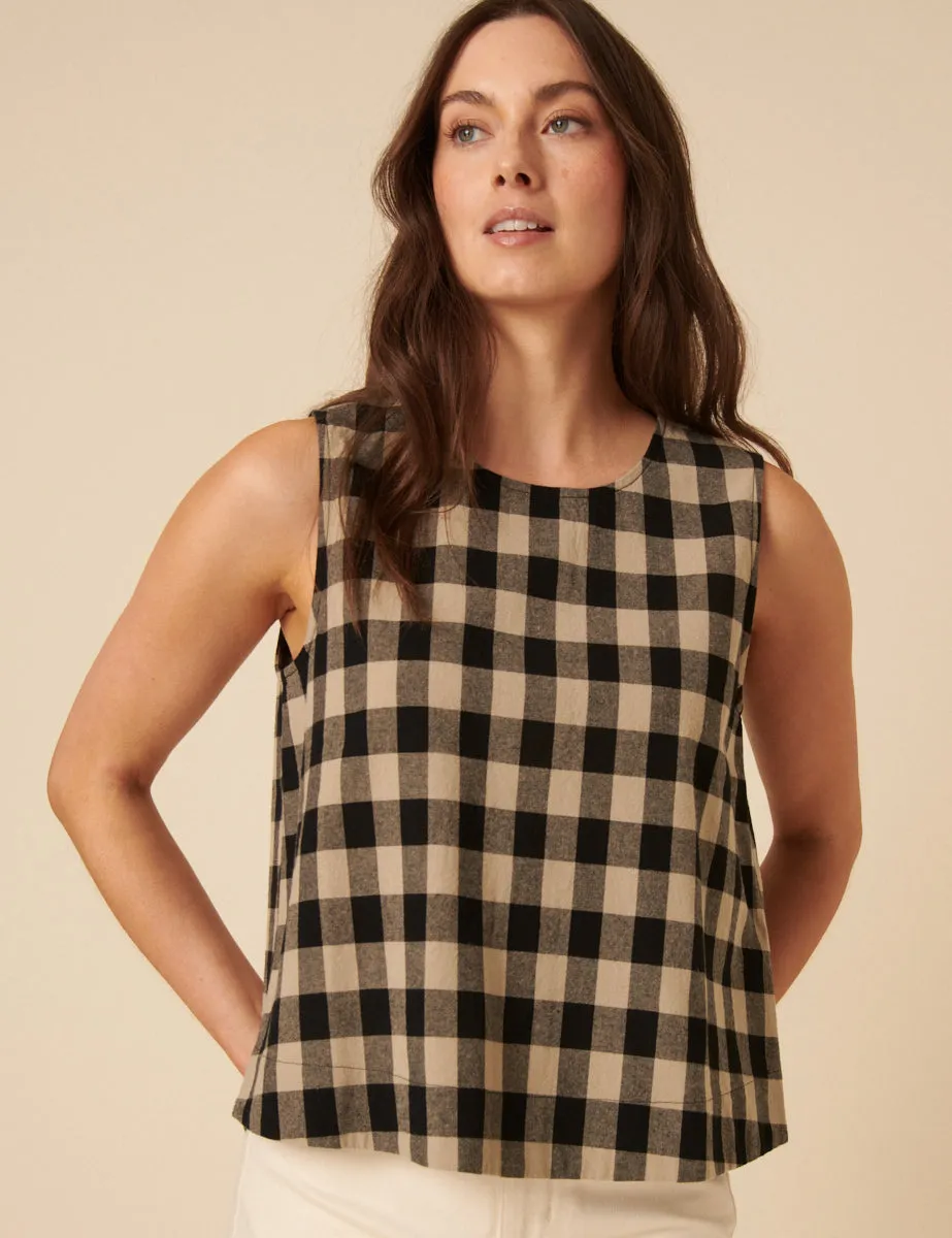 Black Check Swing Top sold by Nobody's Child