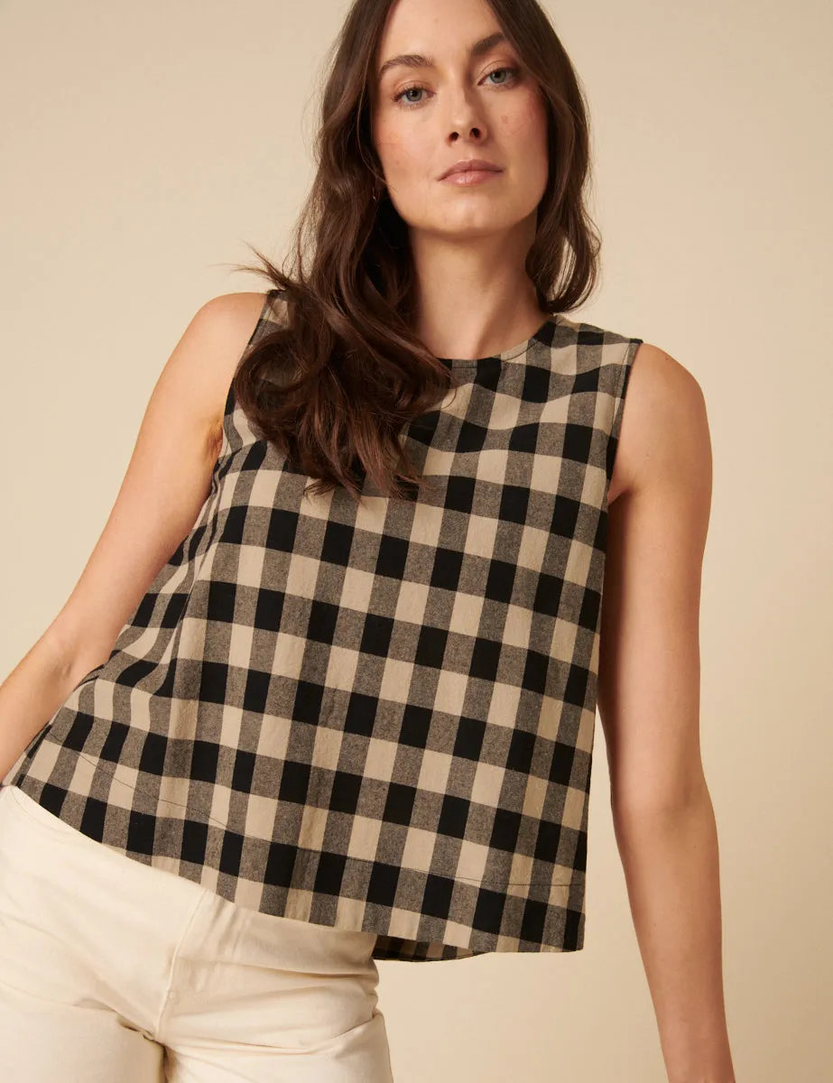 Black Check Swing Top sold by Nobody's Child product image thumbnail 3