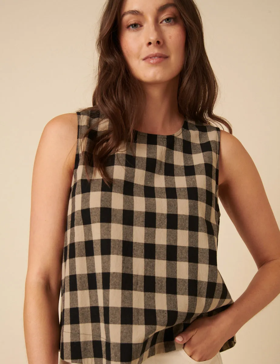 Black Check Swing Top sold by Nobody's Child product image thumbnail 2