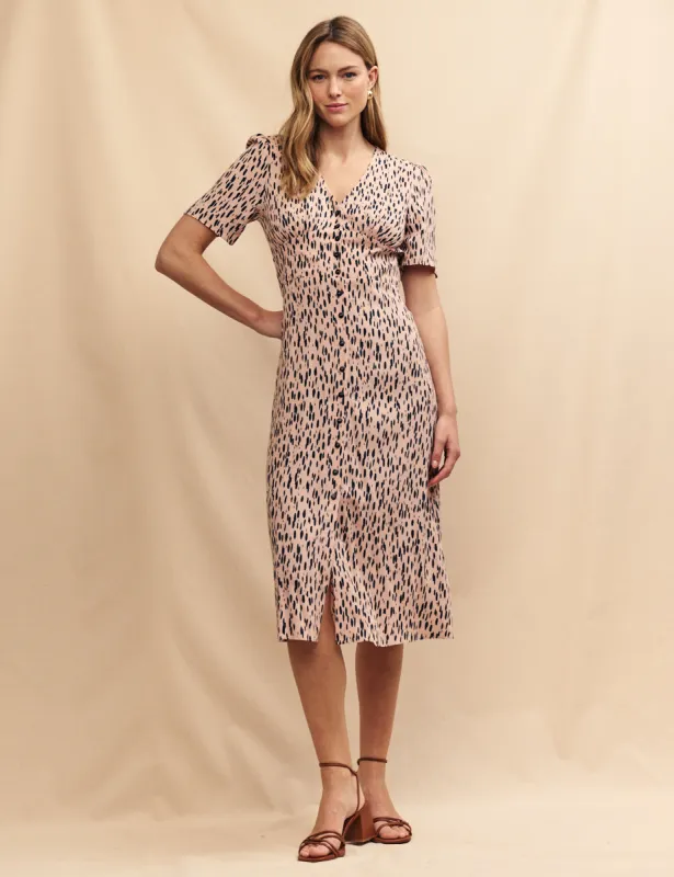 Blush Pink Printed Alexa Midi Tea Dress sold by Nobody's Child