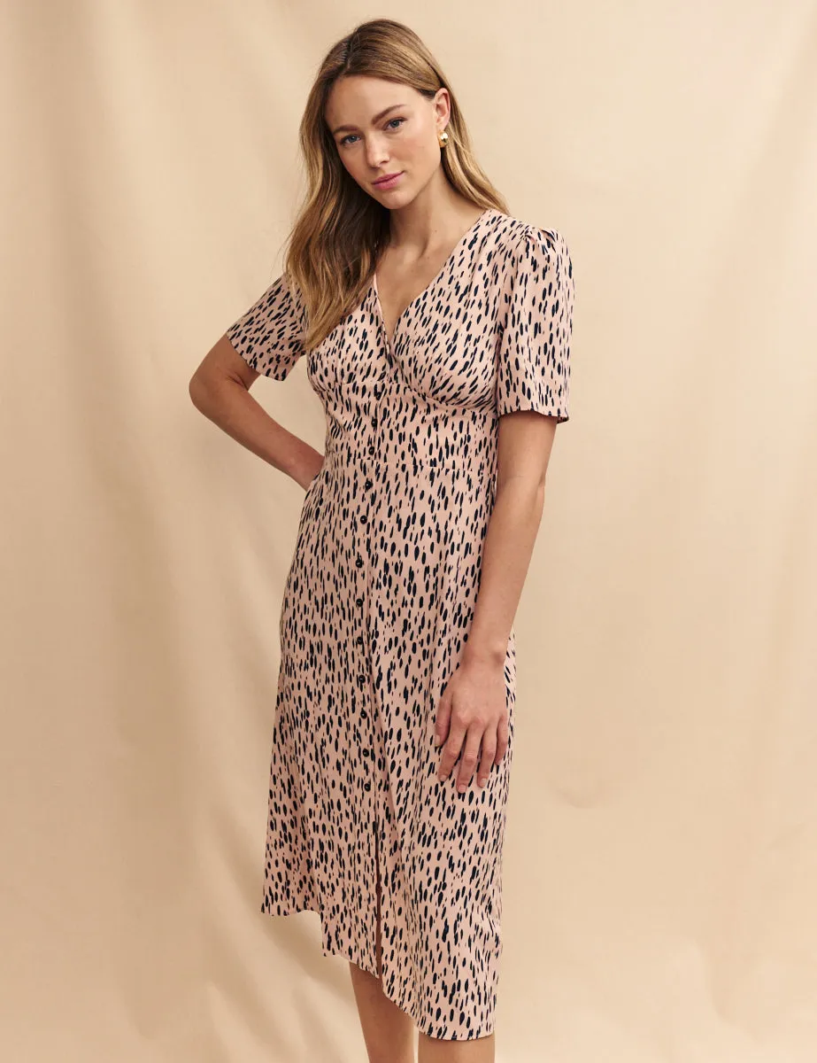 Blush Pink Printed Alexa Midi Tea Dress sold by Nobody's Child product image thumbnail 3