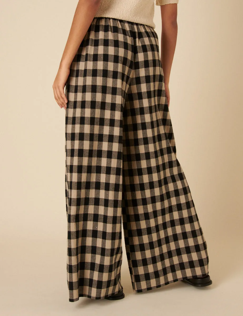Black Check Jerrow Wide Leg Trousers sold by Nobody's Child product image thumbnail 5