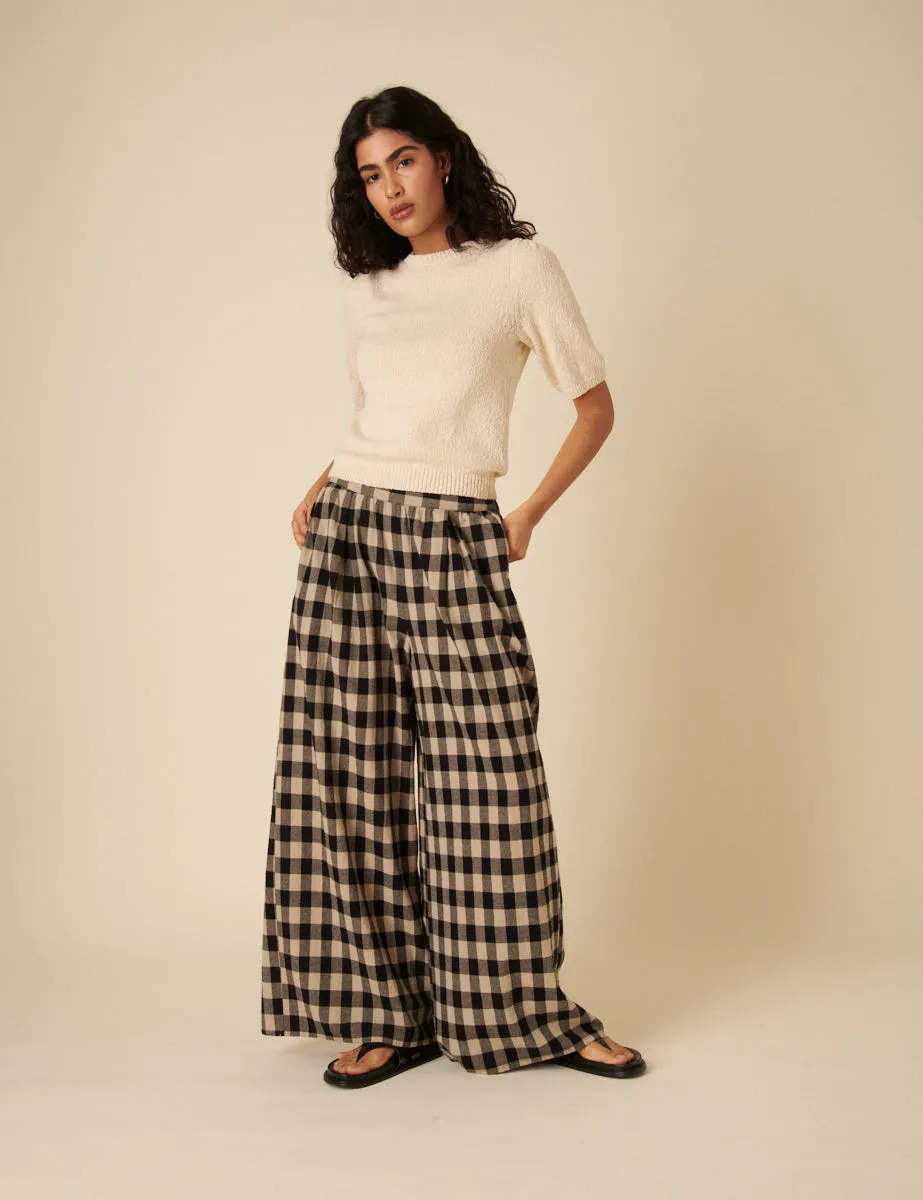 Black Check Jerrow Wide Leg Trousers sold by Nobody's Child product image thumbnail 4