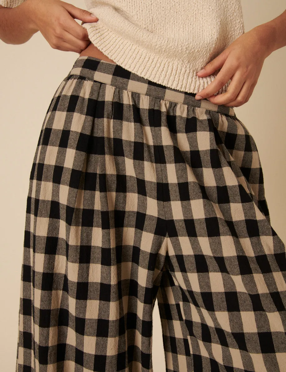 Black Check Jerrow Wide Leg Trousers sold by Nobody's Child product image thumbnail 2
