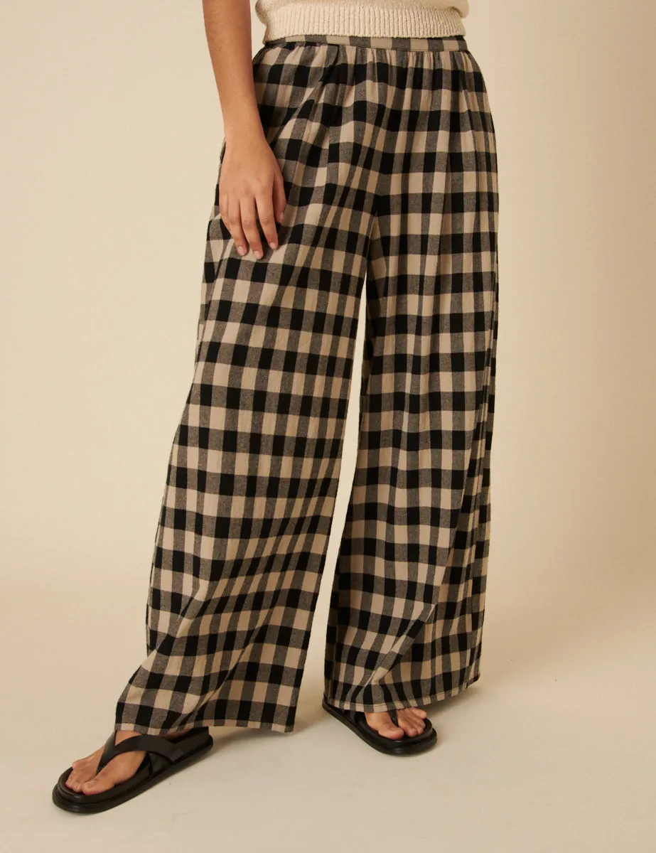Black Check Jerrow Wide Leg Trousers sold by Nobody's Child product image thumbnail 3