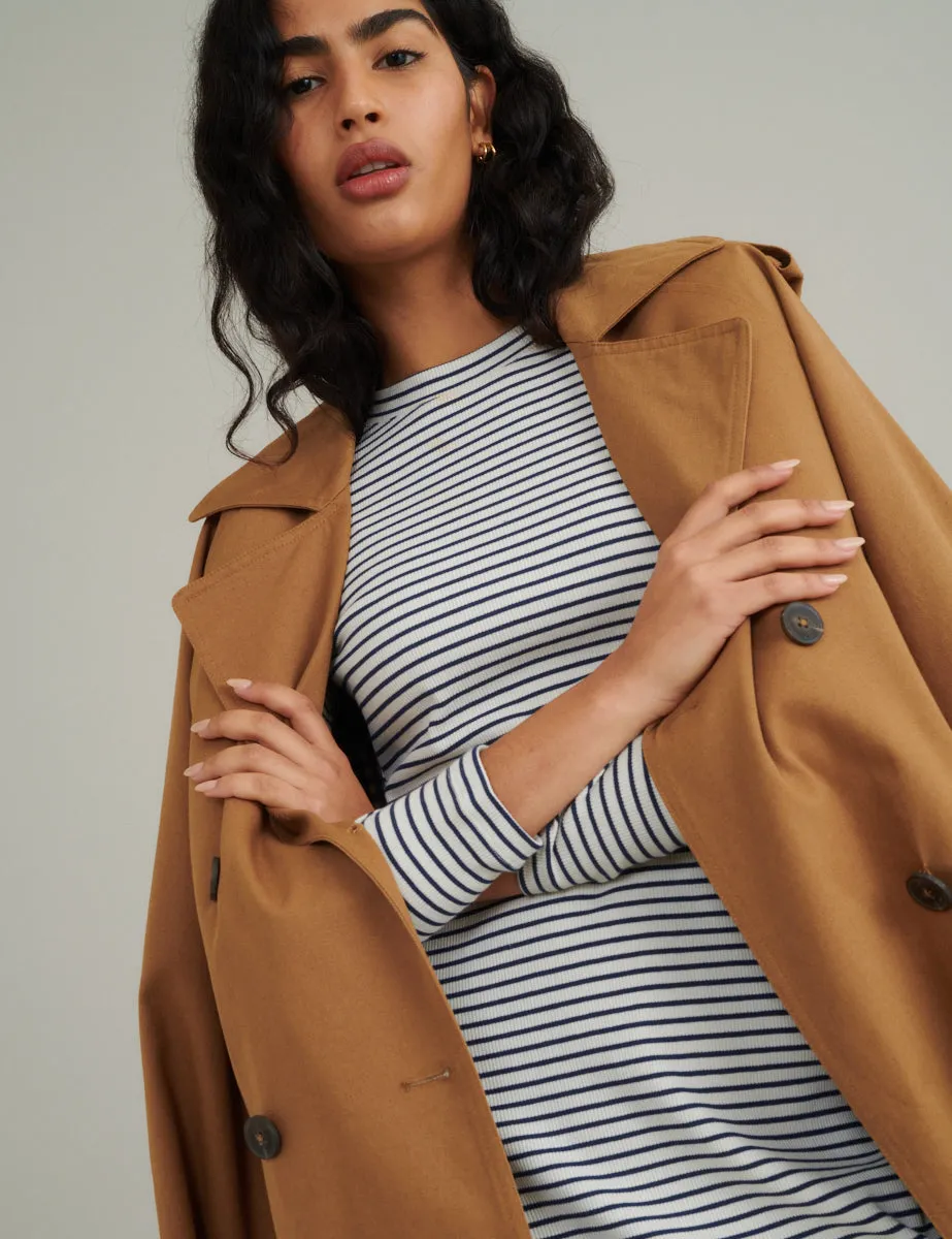 Black and White Stripe Long Sleeve Jersey Midi Dress sold by Nobody's Child product image thumbnail 2