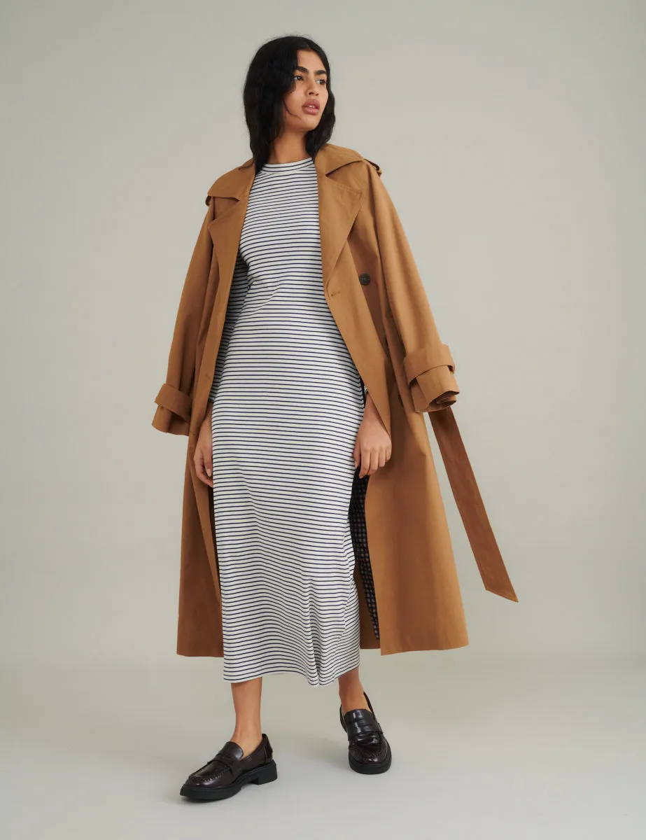 Black and White Stripe Long Sleeve Jersey Midi Dress sold by Nobody's Child product image thumbnail 3
