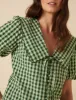 Green Gingham Short Sleeve Birdie Blouse sold by Nobody's Child