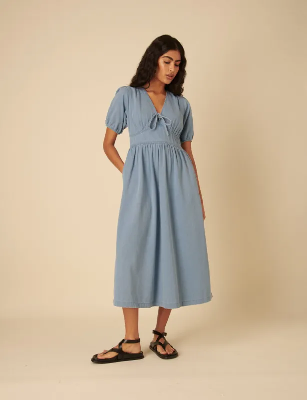 Light Blue Denim Astra Midi Dress sold by Nobody's Child