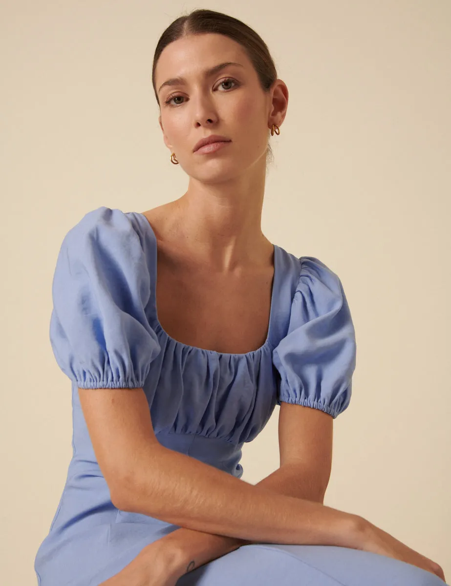 Pastel Blue Ruched Lola Midi Dress sold by Nobody's Child product image thumbnail 2